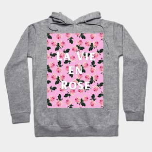 La Vie En Rose - Pink scattered roses on pink, pink tee Hoodie